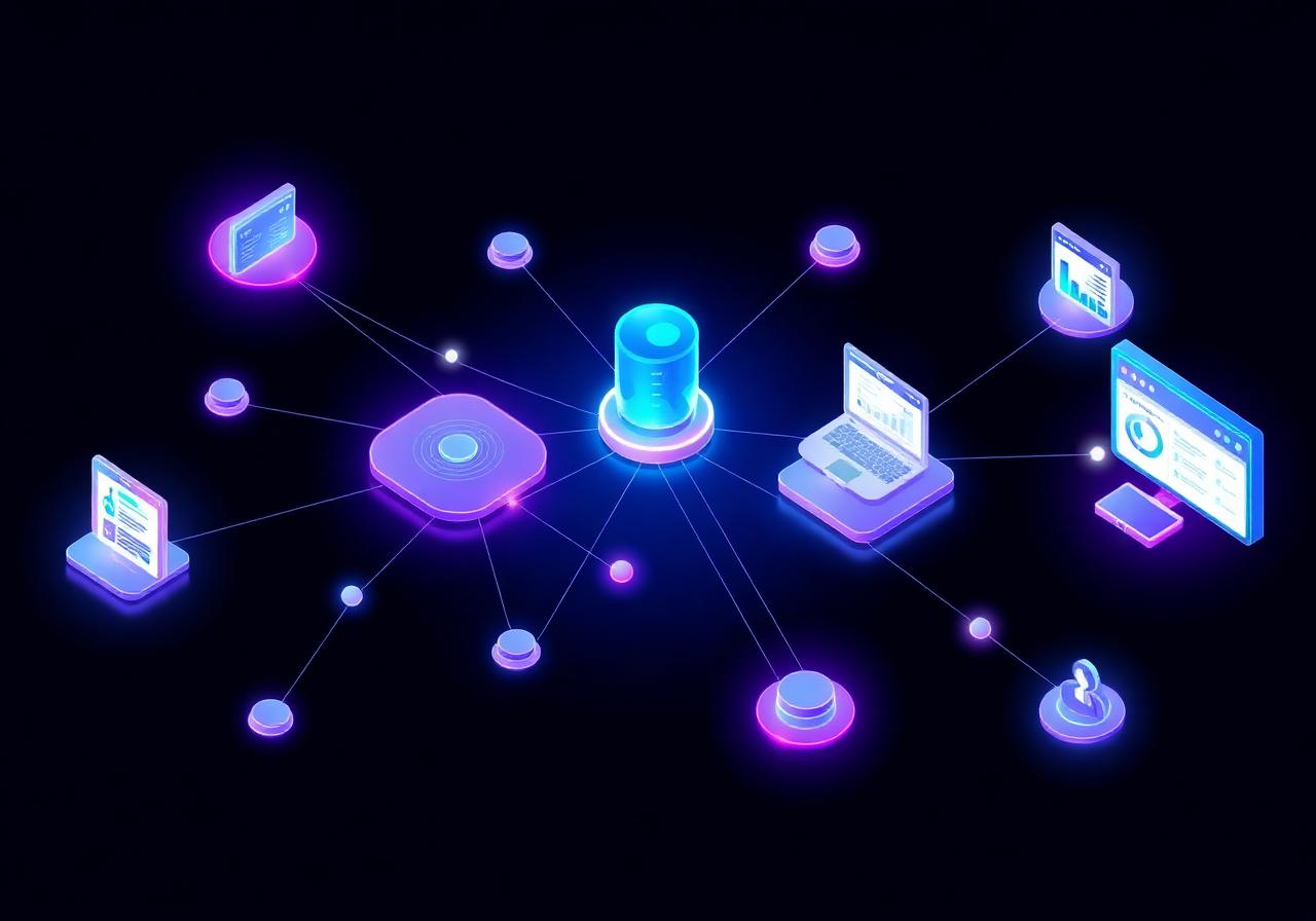 Connected business ecosystem graphic